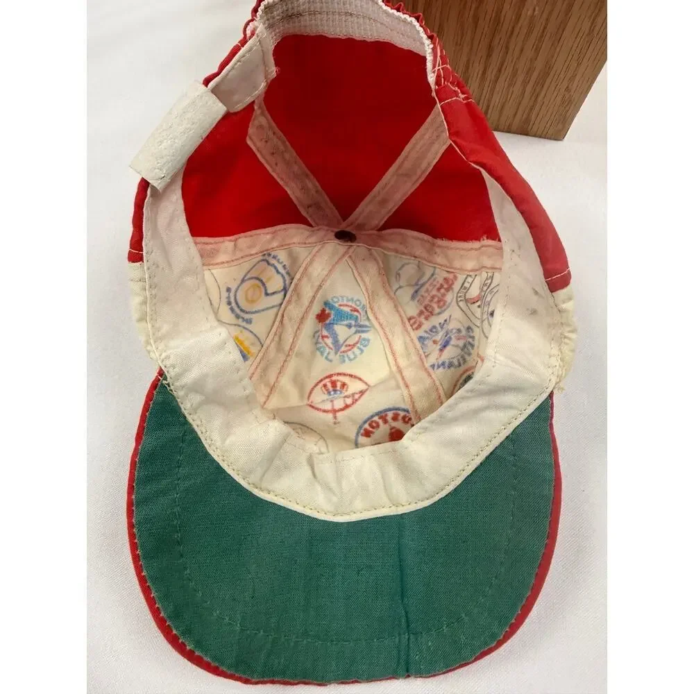Vintage MLB All Over Print Snapback Hat Red White 80s 90s ANCO Cap Logos Kids